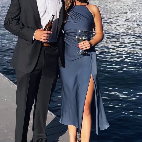 ASTR the Label Front Slit Satin Midi Dress - Picture 3 of 3